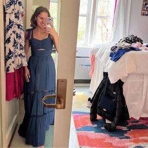 Navy Southern Frock Tank Maxi Dress